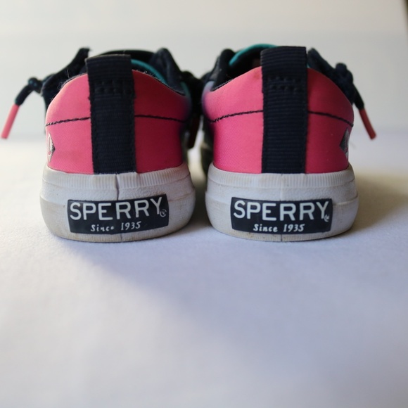 SPERRY Baby Infant Boat Shoes Canvas Laces Blue Pink Ombre 5 months - Picture 7 of 14